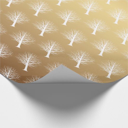 Ombre Gold en White Winter Trees Cadeaupapier (Hoek)