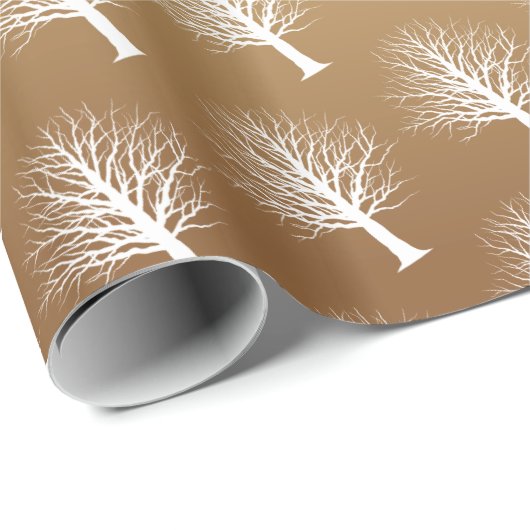 Ombre Gold en White Winter Trees Cadeaupapier (Rol Hoek)