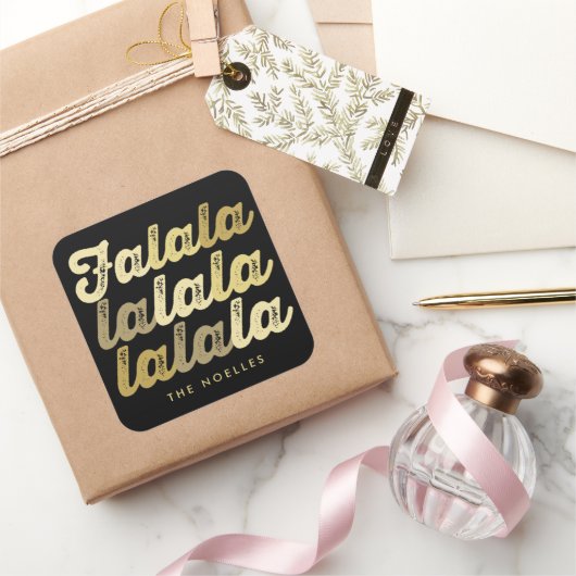 Ombre Gold Falalalala Bold Script Modern Holiday Vierkante Sticker (Geschenken)