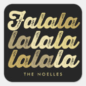 Ombre Gold Falalalala Bold Script Modern Holiday Vierkante Sticker (Voorkant)