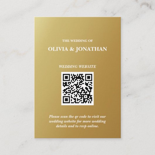Ombre Goud Minimale QR Code Bruiloft Informatiekaartje (Voorkant)