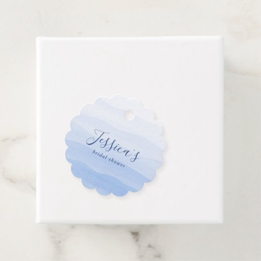 Ombre Gradient Dip Dye Blue Bridal Shower Bedankjes Labels (In situ)