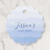 Ombre Gradient Dip Dye Blue Bridal Shower Bedankjes Labels (Voorkant)