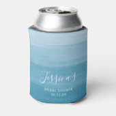 Ombre Gradiënt Dip Dye Oceaanblauw Bruiloft Feest Blikjeskoeler (Blikje Achterkant)