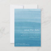 Ombre Gradiënt Dip Dye Oceaanblauw Save The Date (Voorkant)