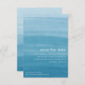 Ombre Gradiënt Dip Dye Oceaanblauw Save The Date (Voorkant / Achterkant)
