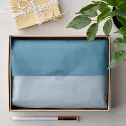 Ombre Gradiënt Dip Dye Oceaanblauw Tissuepapier (Geschenk)