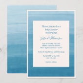 Ombre Gradient Dip Dye Ocean Blue Baby shower Kaart (Voorkant / Achterkant)