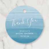 Ombre Gradient Dip Dye Ocean Blue Vrijgezellenfees Bedankjes Labels (Achterkant)