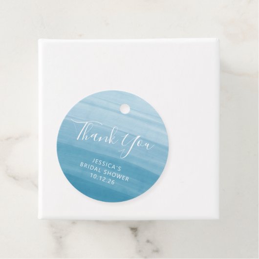 Ombre Gradient Dip Dye Ocean Blue Vrijgezellenfees Bedankjes Labels (In situ)