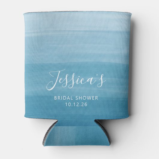 Ombre Gradient Dip Dye Ocean Blue Vrijgezellenfees Blikjeskoeler (Voorkant)