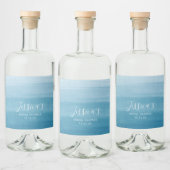 Ombre Gradient Dip Dye Ocean Blue Vrijgezellenfees Likeurfles Etiket (Flessen)