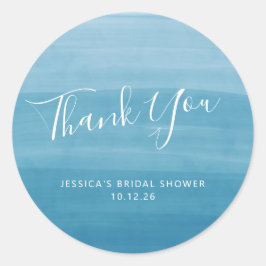 Ombre Gradient Dip Dye Ocean Blue Vrijgezellenfees Ronde Sticker