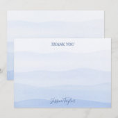 Ombre Gradiënt Dompel Kleur Blauwe Bruiloft Feest Bedankkaart (Voorkant / Achterkant)