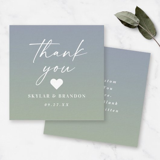 Ombre Gradient Dusty Blue Green Wedding Hartelijk  Notitiekaartje