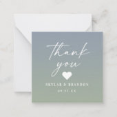Ombre Gradient Dusty Blue Green Wedding Hartelijk  Notitiekaartje (Voorkant)