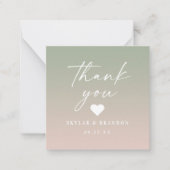 Ombre Gradient Green & Pink Wedding Hartelijk dank Notitiekaartje (Voorkant)