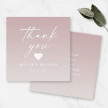 Ombre Gradient Mauve & Off-White Wedding Hartelijk Notitiekaartje<br><div class="desc">Ombre gradiënt Mauve & off-White Ivory Wedding Dank u kaarten. Deze moderne bruiloft of om het even welke gebeurtenis Dank u het ontwerp van de Kaart is met een zachte het langzaam verdwijnen kleurAchtergrond en trendy het manuscriptdoopvonten van de handtekeningskalligrafie. Voeg je aangepaste tekst aan de achterkant toe. Getoond in...</div>