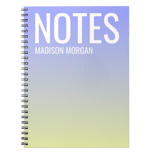 Ombre gradiënt paars gele typografie modern notitieboek (Voorkant)