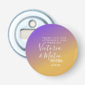 Ombre Gradient Paars Yellow Sunset Wedding Button Flesopener (Voorkant)