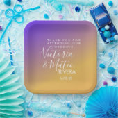 Ombre Gradient Paars Yellow Sunset Wedding Papieren Bordje (Feest)