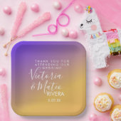 Ombre Gradient Paars Yellow Sunset Wedding Papieren Bordje (Feest)