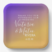 Ombre Gradient Paars Yellow Sunset Wedding Papieren Bordje (Voorkant)