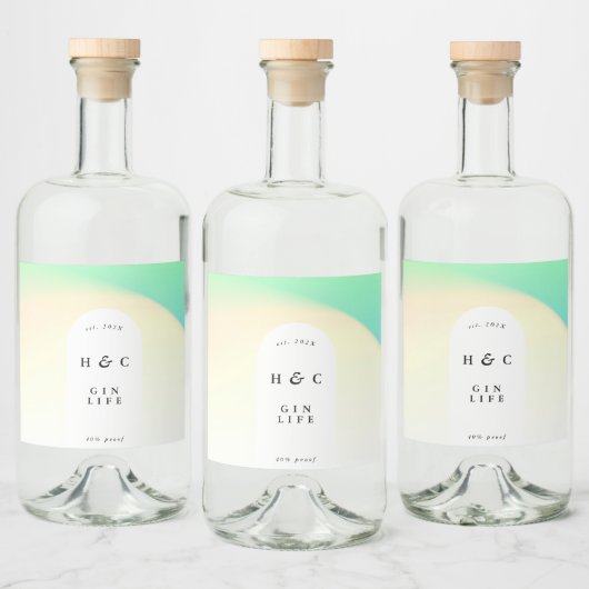 Ombre Gradient Yellow Green White Modern Gin Arch Likeurfles Etiket (Flessen)