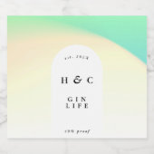 Ombre Gradient Yellow Green White Modern Gin Arch Likeurfles Etiket (Enkel label)