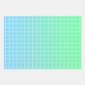 Ombre Green Blauwgroen Blue Grid Patroon Inpakpapier Vel (Voorkant 3)