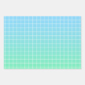 Ombre Green Blauwgroen Blue Grid Patroon Inpakpapier Vel (Voorkant 2)