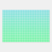 Ombre Green Blauwgroen Blue Grid Patroon Inpakpapier Vel (Voorkant)