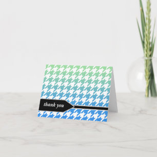 Ombre Green Blue Houndstooth Dank u kaarten