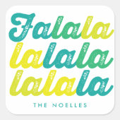 Ombre Green Limoen Falalalala Custom Holiday Stick Vierkante Sticker (Voorkant)