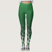 Ombre & Green Over Black Shamrock Pattern op White Leggings (Voorkant)
