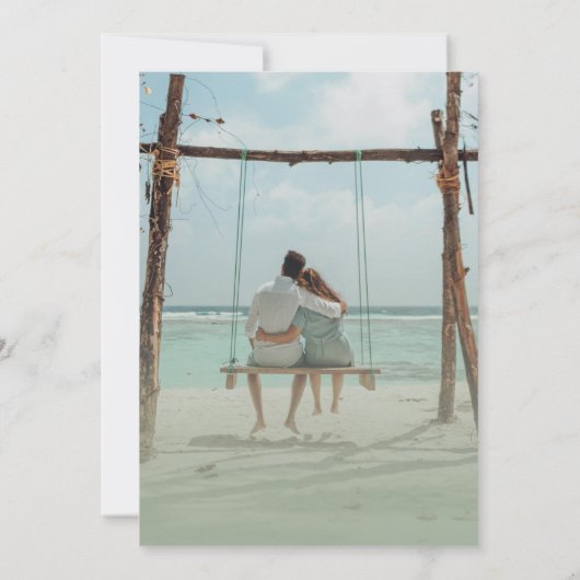 Ombre Green & Pink Wedding Invitation met Foto Kaart (Achterkant)