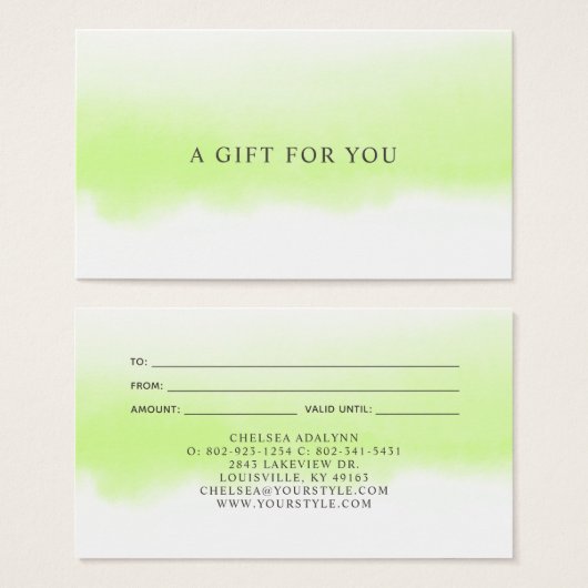 Ombre Green Waterverf Minimalist Luxury Gift Kaart (Voorkant /achterkant)