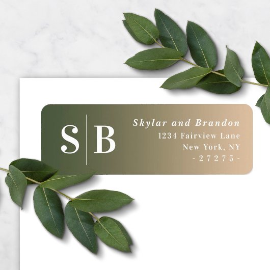 Ombre Green & Yellow Wedding Return-adres Etiket