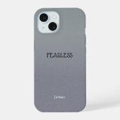 Ombre Grey Personaliseer Quote & Naam iPhone Case iPhone 15 Case (Achterkant)