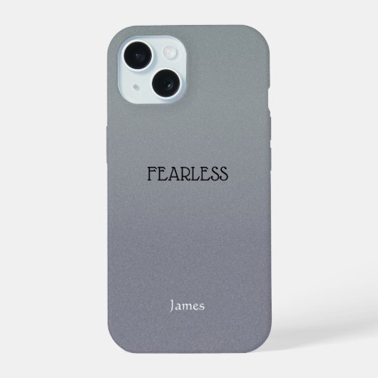 Ombre Grey Personaliseer Quote & Naam iPhone Case iPhone 15 Case (Achterkant)