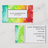 Ombre groene, gele en rode waterverf visitekaartje (Voorkant / Achterkant)