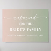 Ombre Groene gereserveerde bruidsfamilie trouwbord Poster (Voorkant)