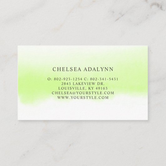 Ombre Groene Waterverf Minimalistische Afsprakenka Afsprakenkaartje (Achterkant)