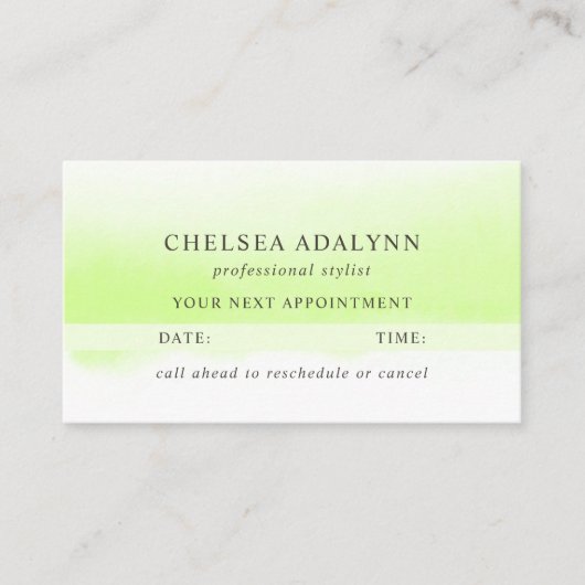 Ombre Groene Waterverf Minimalistische Afsprakenka Afsprakenkaartje (Voorkant)