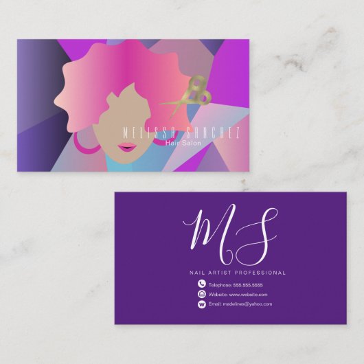Ombré Haarscharen Faux Gold Meisje Salon Beauty Visitekaartje (Voorkant / Achterkant)