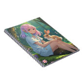 Ombre-haired meisje met haar konijn notitieboek (Rechterzijde)
