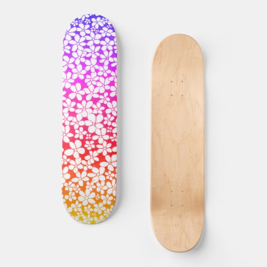 Ombre Hand getrokken Doodle Bloem Patroon Persoonlijk Skateboard (Voorkant)