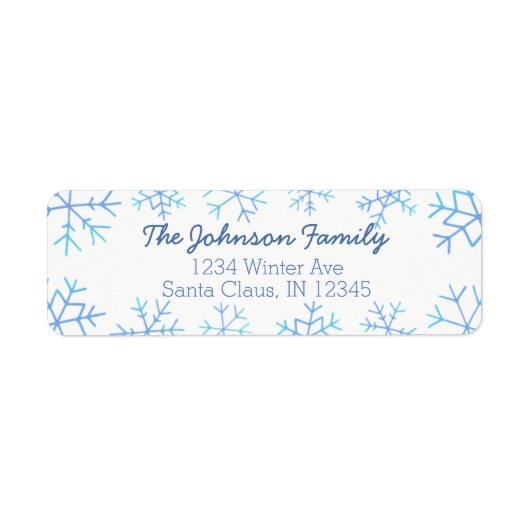 Ombre Hand getrokken Sneeuwvlok retour adreslabels Etiket (Voorkant)
