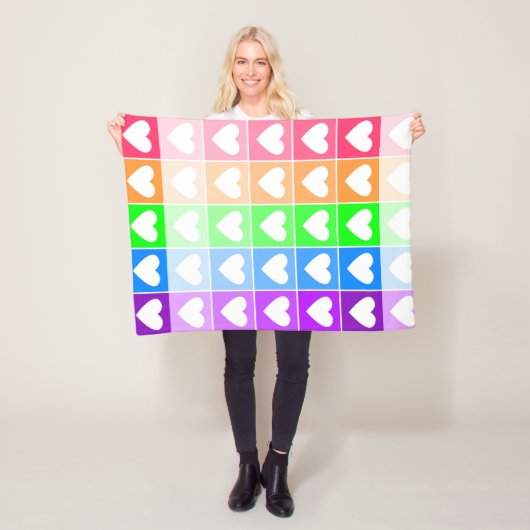 Ombre Hearts Fleece Deken (In situ)