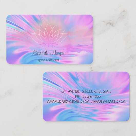 Ombre Holographic Brush Stroke Lotus Visitekaartje (Voorkant / Achterkant)